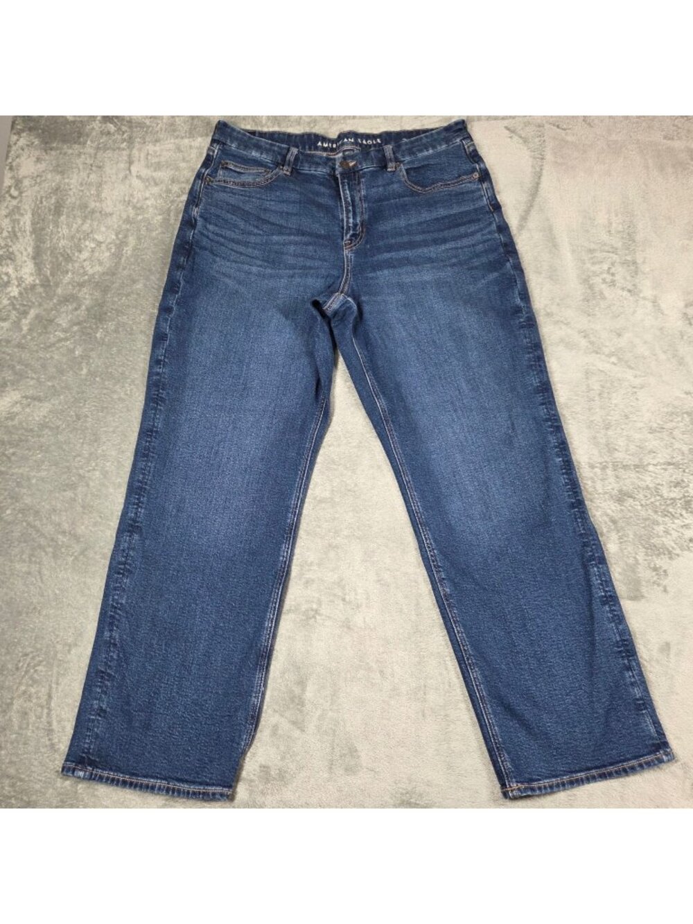 American Eagle Jeans 16 Blue Curvy Straight Stretch Denim Preppy Classic